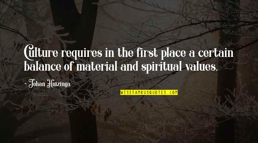 Balance Spiritual Quotes By Johan Huizinga: Culture requires in the first place a certain