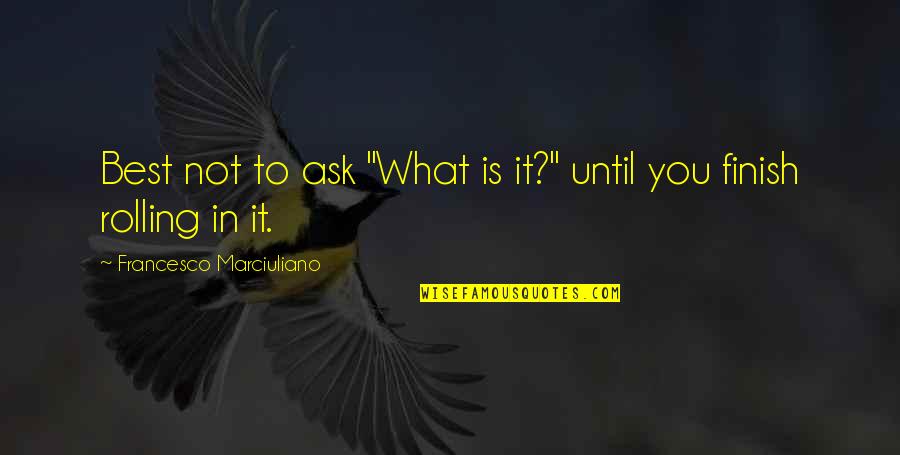 Balanced Friendship Quotes By Francesco Marciuliano: Best not to ask "What is it?" until