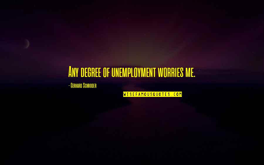 Balasinor Mahisagar Quotes By Gerhard Schroder: Any degree of unemployment worries me. Balasinor Mahisagar Quotes By Gerhard Schroder: Any degree of unemployment worries me.
