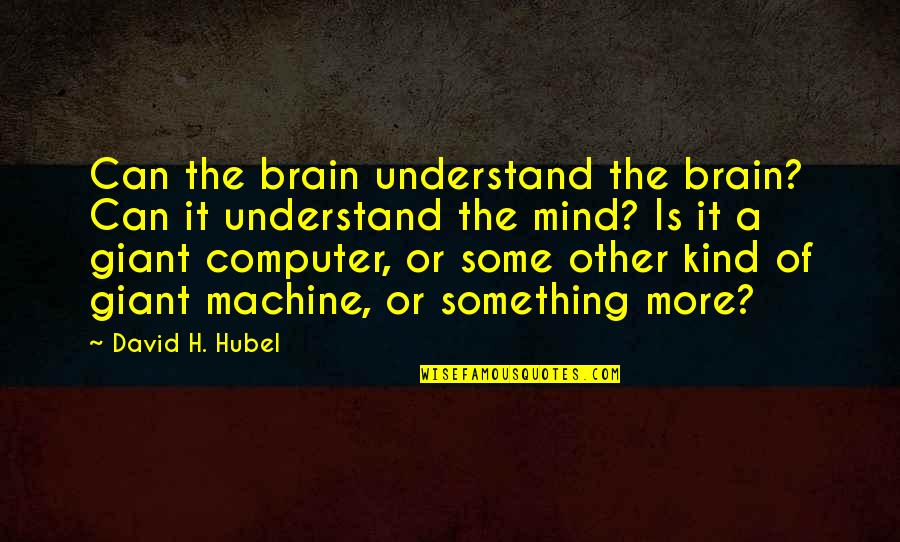 Balasubramanian Seetharaman Quotes By David H. Hubel: Can the brain understand the brain? Can it