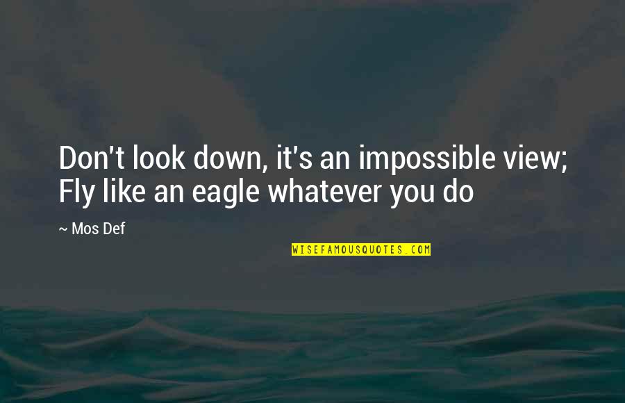 Bald Head Quotes By Mos Def: Don't look down, it's an impossible view; Fly
