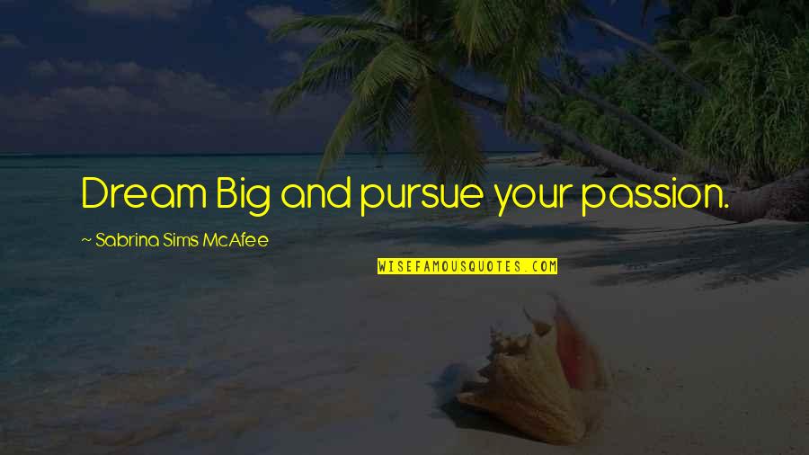 Baldarelli Wine Quotes By Sabrina Sims McAfee: Dream Big and pursue your passion.