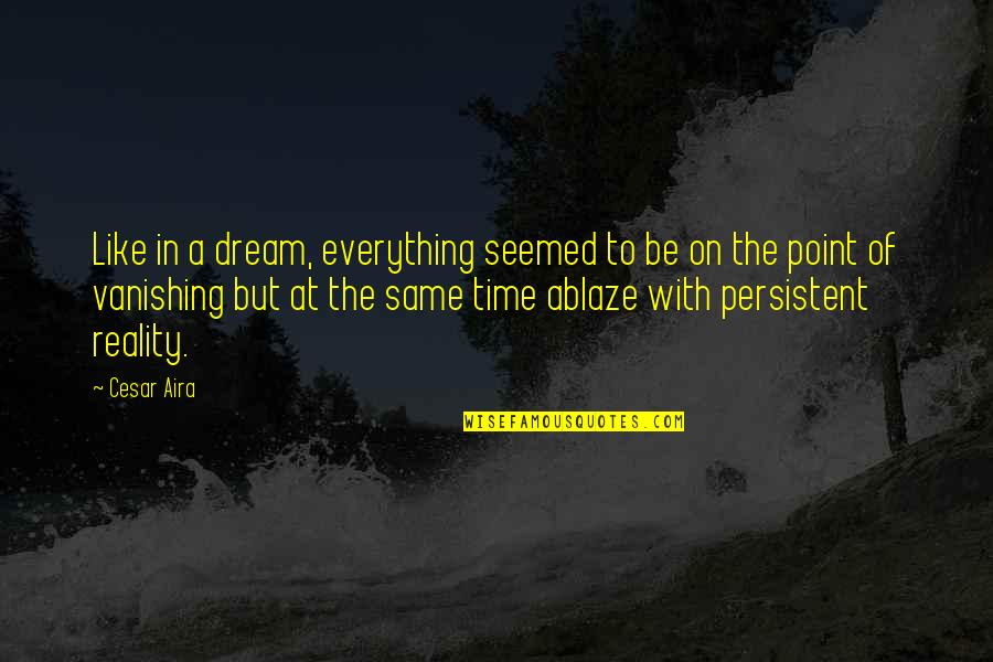 Baldemor Cross Stitch Quotes By Cesar Aira: Like in a dream, everything seemed to be