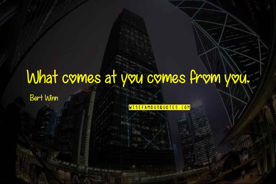 Baldeze Quotes By Bert Winn: What comes at you comes from you.