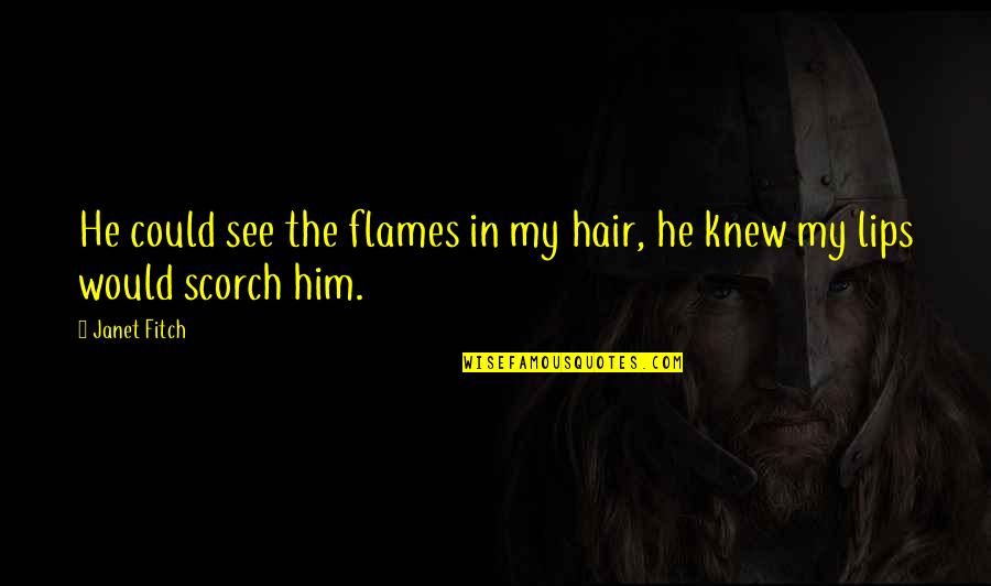 Baleal Mapa Quotes By Janet Fitch: He could see the flames in my hair,