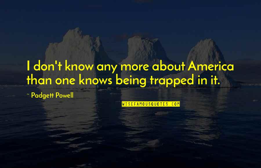 Baley Trotman Quotes By Padgett Powell: I don't know any more about America than
