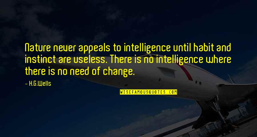 Balic Quotes By H.G.Wells: Nature never appeals to intelligence until habit and
