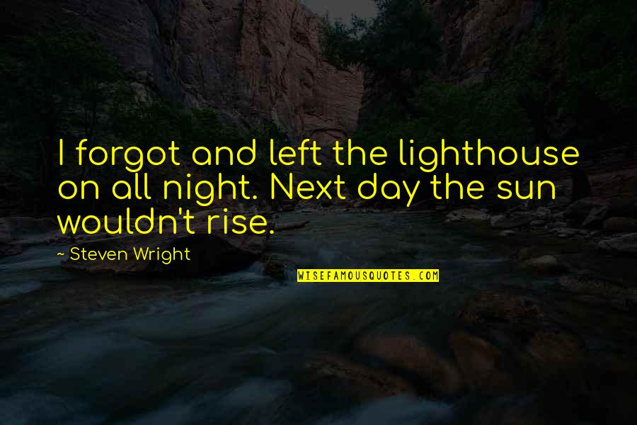 Balidog Quotes By Steven Wright: I forgot and left the lighthouse on all