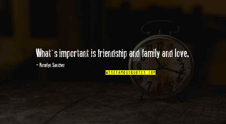 Balkan Funny Quotes By Roselyn Sanchez: What's important is friendship and family and love.