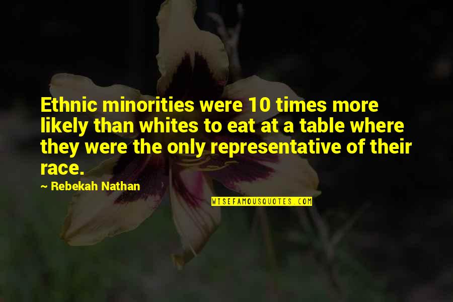 Balkanization Quotes By Rebekah Nathan: Ethnic minorities were 10 times more likely than