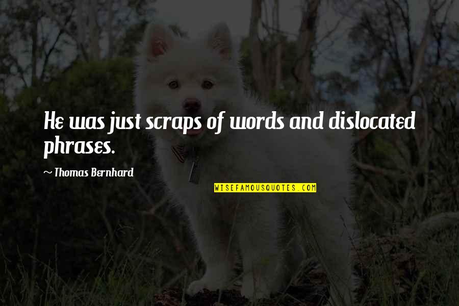 Balkasodis Quotes By Thomas Bernhard: He was just scraps of words and dislocated