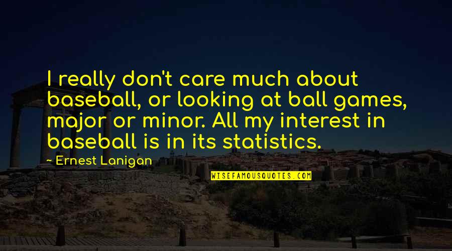 Ball Games Quotes By Ernest Lanigan: I really don't care much about baseball, or