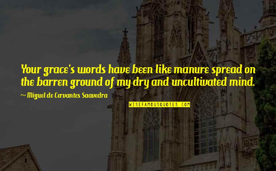 Ballettschule Elena Quotes By Miguel De Cervantes Saavedra: Your grace's words have been like manure spread Ballettschule Elena Quotes By Miguel De Cervantes Saavedra: Your grace's words have been like manure spread