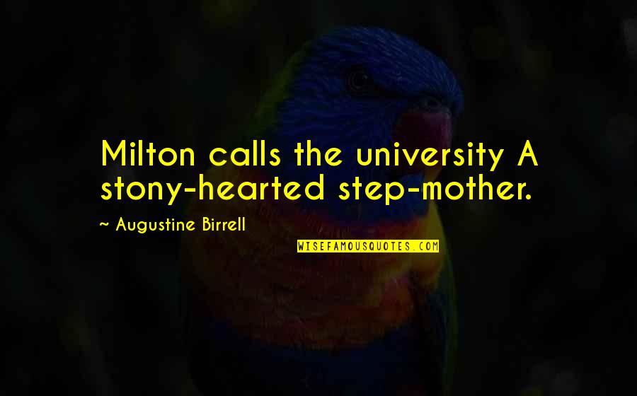 Ballimore Lake Quotes By Augustine Birrell: Milton calls the university A stony-hearted step-mother.