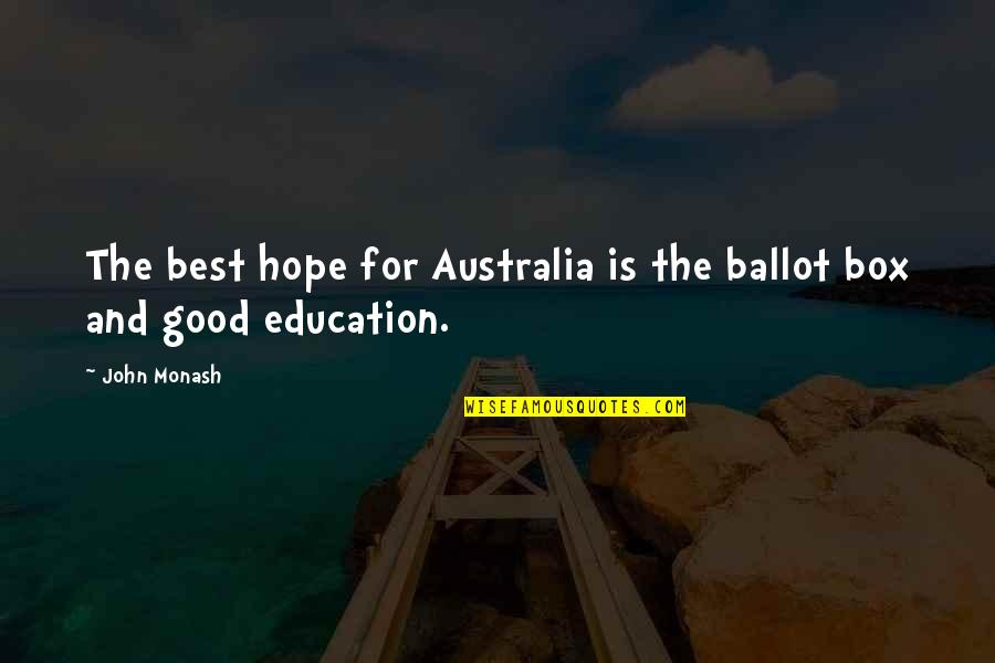 Ballot Box Quotes By John Monash: The best hope for Australia is the ballot