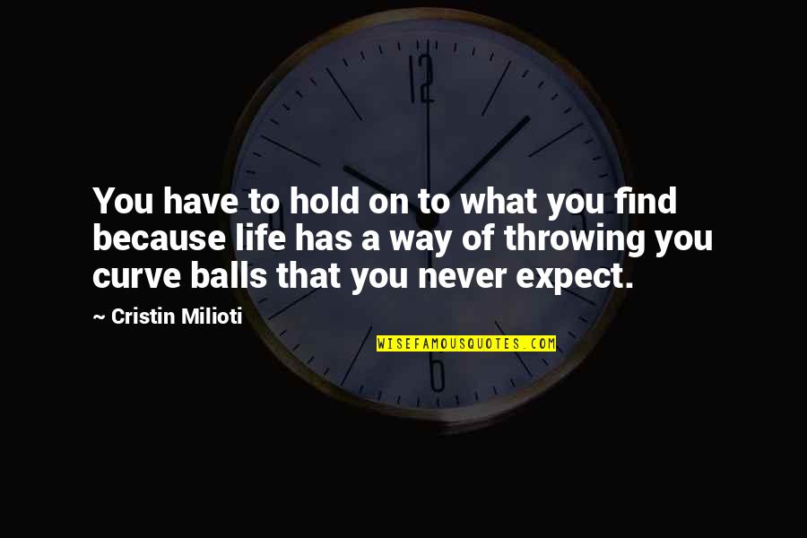 Balls And Life Quotes By Cristin Milioti: You have to hold on to what you