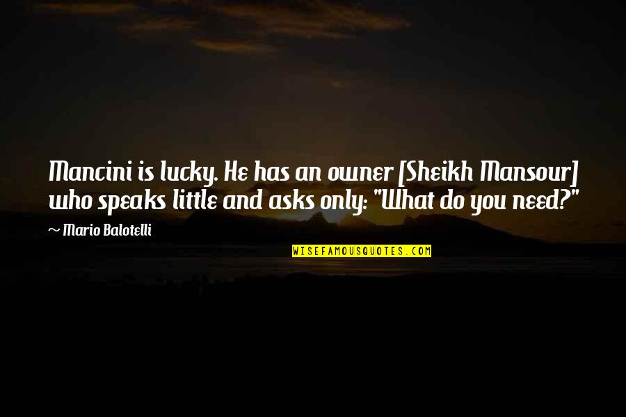 Balls To The Wall Quotes By Mario Balotelli: Mancini is lucky. He has an owner [Sheikh