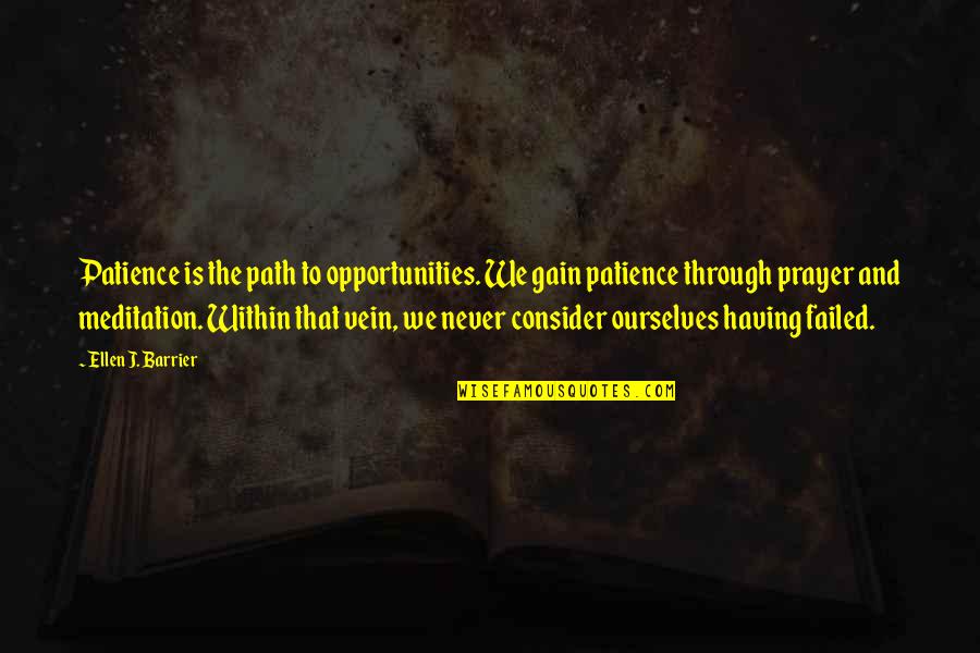Ballsy Synonym Quotes By Ellen J. Barrier: Patience is the path to opportunities. We gain Ballsy Synonym Quotes By Ellen J. Barrier: Patience is the path to opportunities. We gain