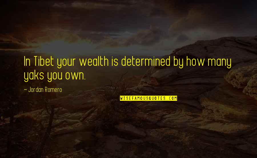 Ballyard Quotes By Jordan Romero: In Tibet your wealth is determined by how