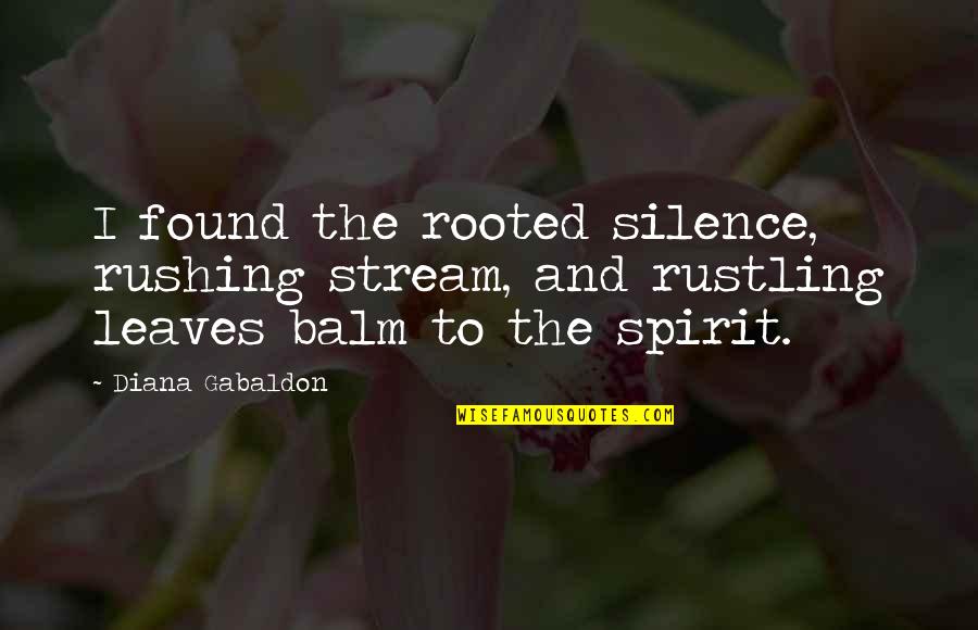 Balm Quotes By Diana Gabaldon: I found the rooted silence, rushing stream, and