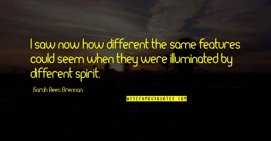 Balqis Mentor Quotes By Sarah Rees Brennan: I saw now how different the same features Balqis Mentor Quotes By Sarah Rees Brennan: I saw now how different the same features