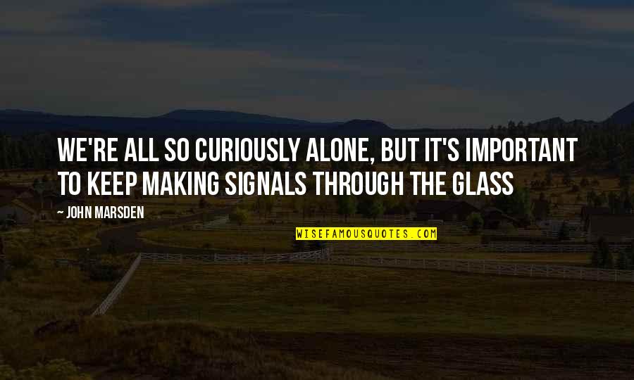 Balram Quotes By John Marsden: We're all so curiously alone, but it's important Balram Quotes By John Marsden: We're all so curiously alone, but it's important