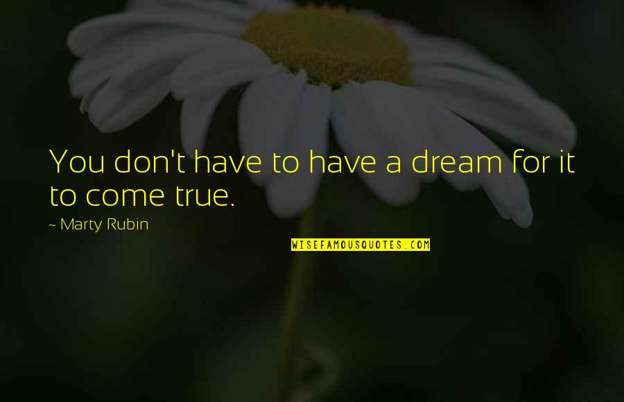 Balta Drobule Quotes By Marty Rubin: You don't have to have a dream for Balta Drobule Quotes By Marty Rubin: You don't have to have a dream for
