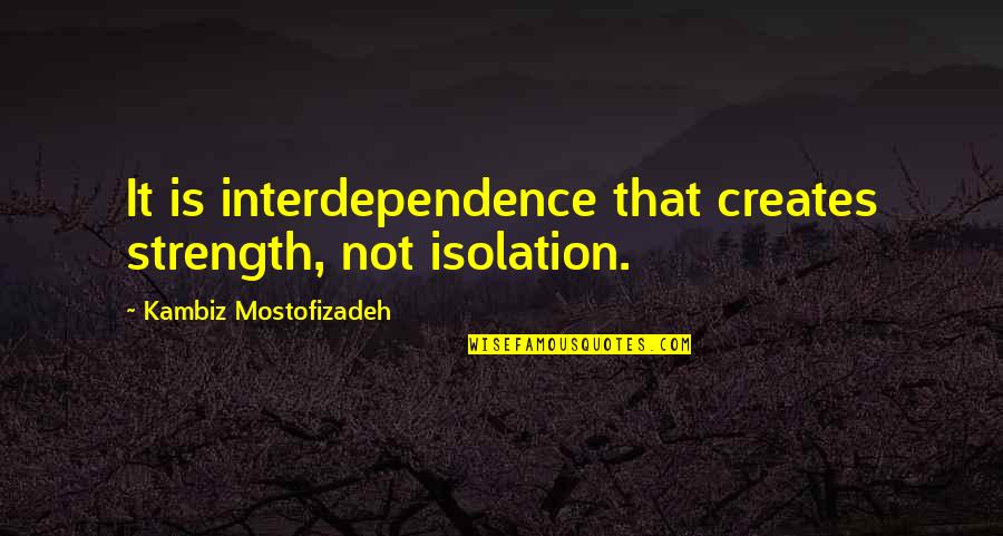 Baltarusija Quotes By Kambiz Mostofizadeh: It is interdependence that creates strength, not isolation.