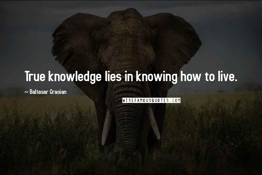 Baltasar Gracian quotes: True knowledge lies in knowing how to live.