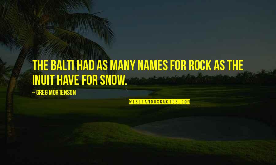 Balti Quotes By Greg Mortenson: The Balti had as many names for rock