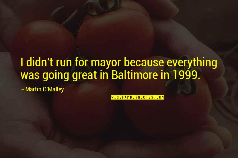 Baltimore Mayor Quotes By Martin O'Malley: I didn't run for mayor because everything was