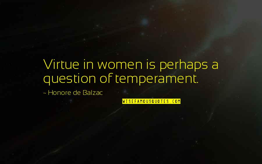 Balzac Quotes By Honore De Balzac: Virtue in women is perhaps a question of