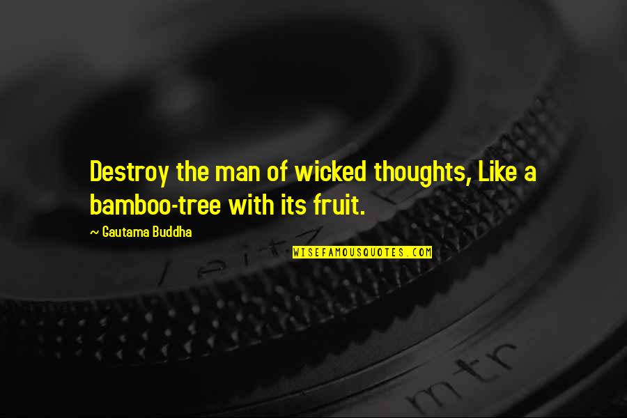 Bamboo's Quotes By Gautama Buddha: Destroy the man of wicked thoughts, Like a