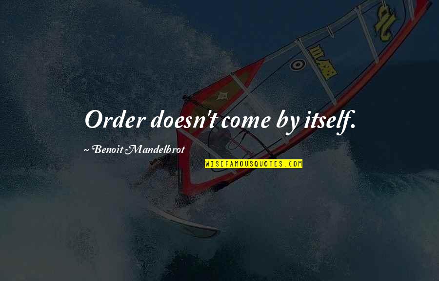 Bamforth Syndrome Quotes By Benoit Mandelbrot: Order doesn't come by itself.