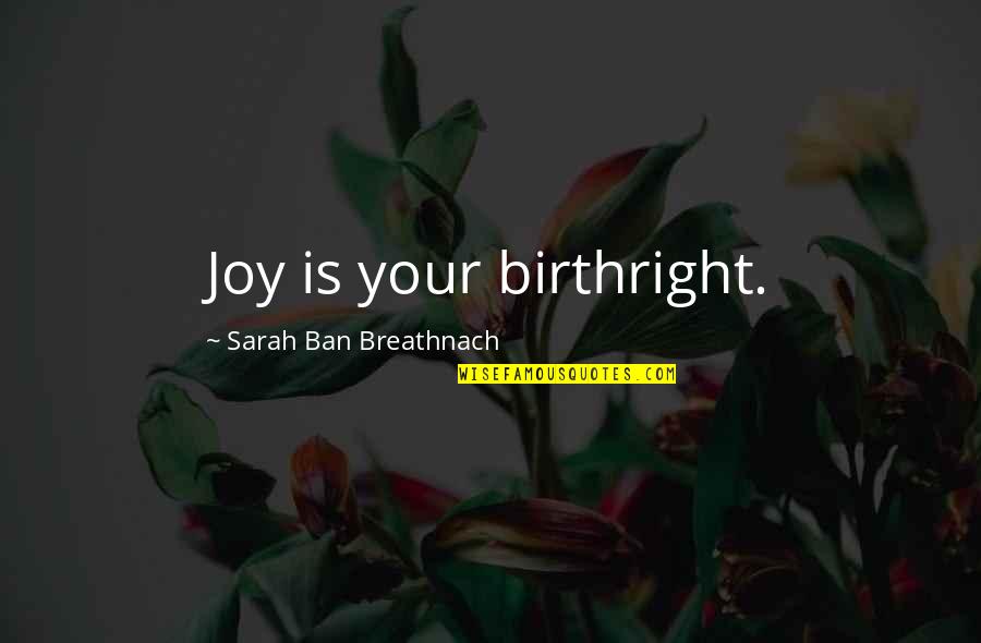 Ban Ban Quotes By Sarah Ban Breathnach: Joy is your birthright.