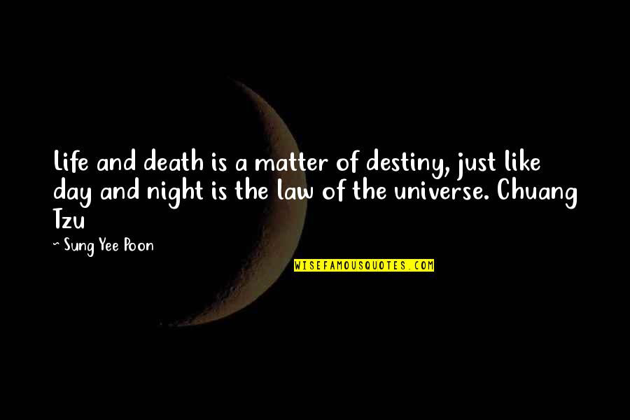 Banale Pillow Quotes By Sung Yee Poon: Life and death is a matter of destiny,