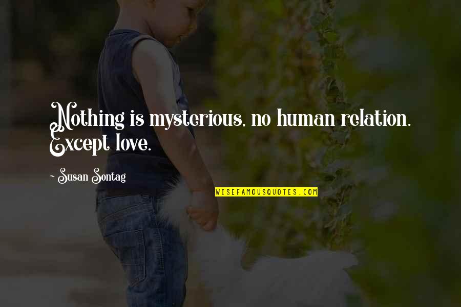 Banan Quotes By Susan Sontag: Nothing is mysterious, no human relation. Except love.