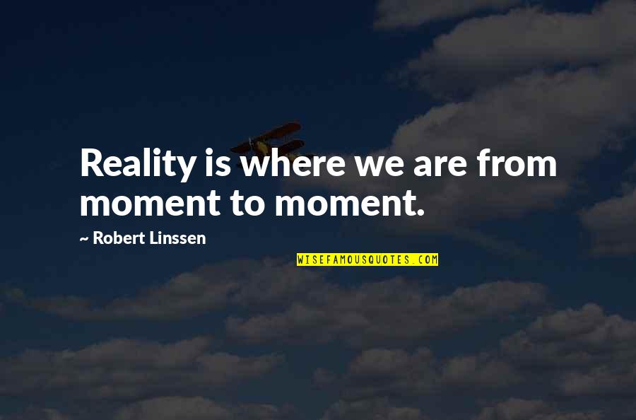Banana Boat Funny Quotes By Robert Linssen: Reality is where we are from moment to
