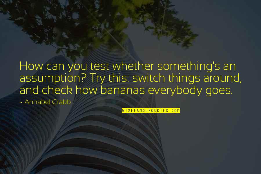 Bananas Quotes By Annabel Crabb: How can you test whether something's an assumption?