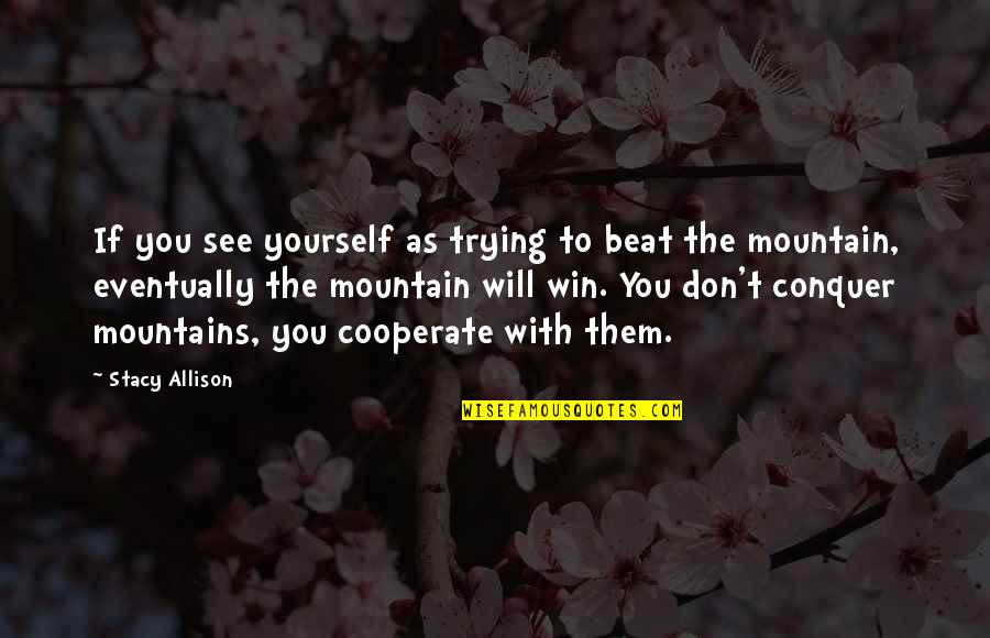 Banci Penduduk Quotes By Stacy Allison: If you see yourself as trying to beat