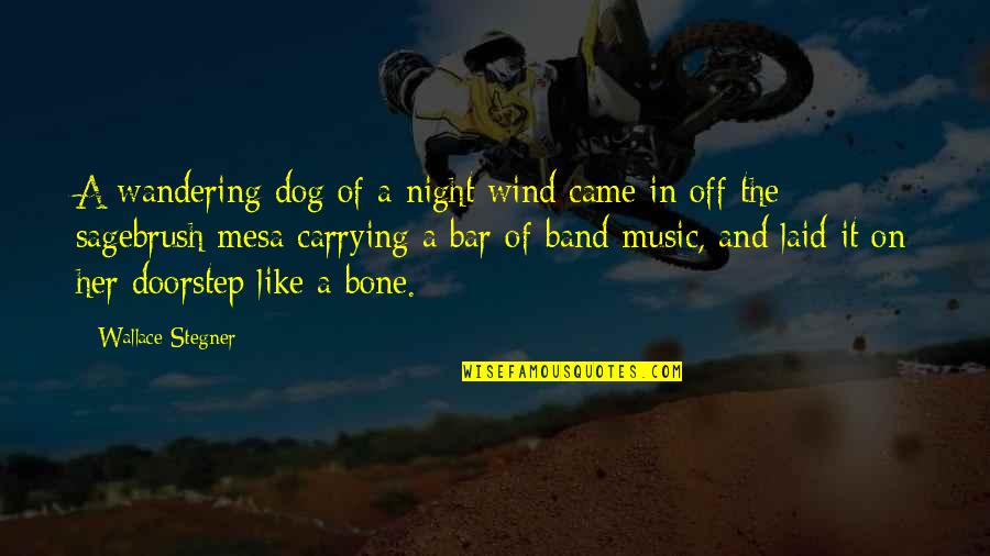 Band Music Quotes By Wallace Stegner: A wandering dog of a night wind came