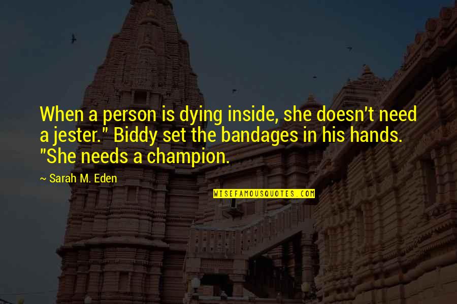 Bandages Plus Quotes By Sarah M. Eden: When a person is dying inside, she doesn't Bandages Plus Quotes By Sarah M. Eden: When a person is dying inside, she doesn't