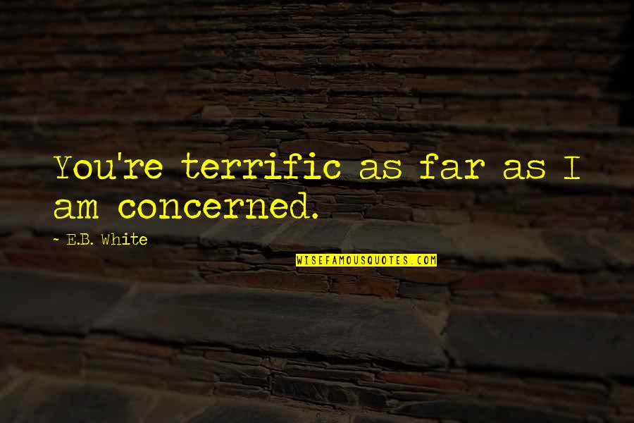 Bandersnatch Pacman Quotes By E.B. White: You're terrific as far as I am concerned. Bandersnatch Pacman Quotes By E.B. White: You're terrific as far as I am concerned.