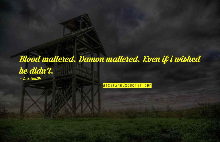 Bandit Smokey Quotes By L.J.Smith: Blood mattered. Damon mattered. Even if i wished