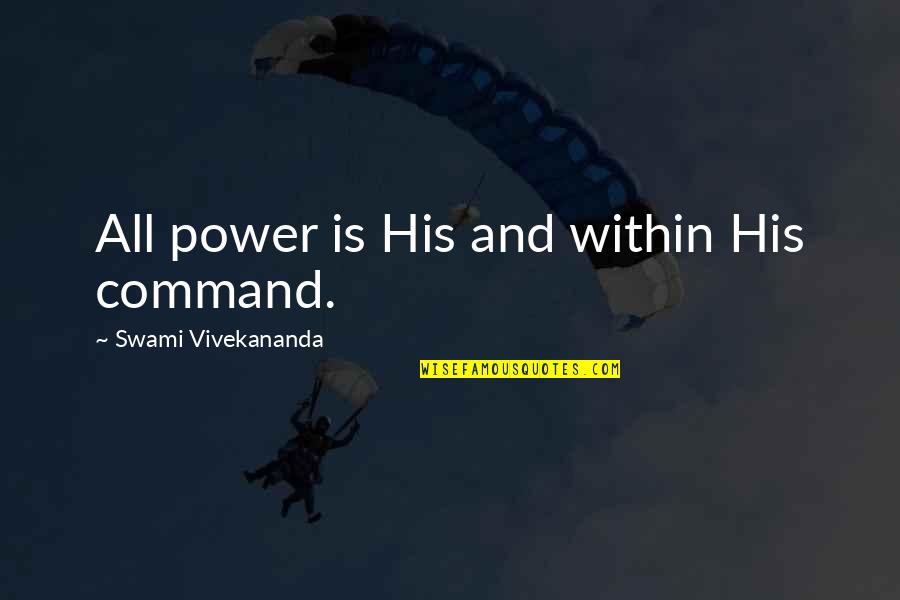 Bandura Imitation Quotes By Swami Vivekananda: All power is His and within His command.