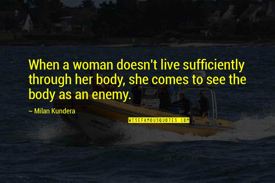 Bangalore Climate Quotes By Milan Kundera: When a woman doesn't live sufficiently through her