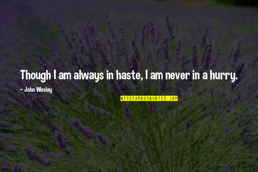 Banico Namco Quotes By John Wesley: Though I am always in haste, I am