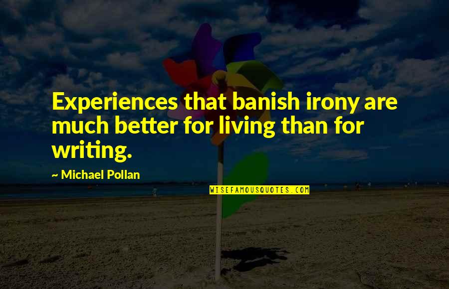 Banish'd Quotes By Michael Pollan: Experiences that banish irony are much better for
