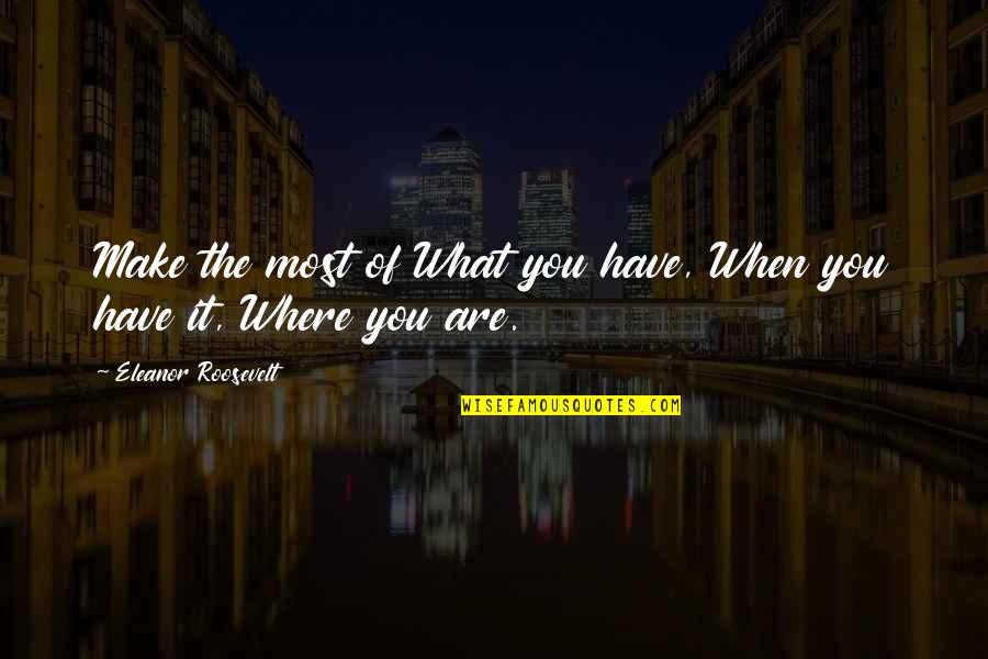 Bank Transaction Quotes By Eleanor Roosevelt: Make the most of What you have, When