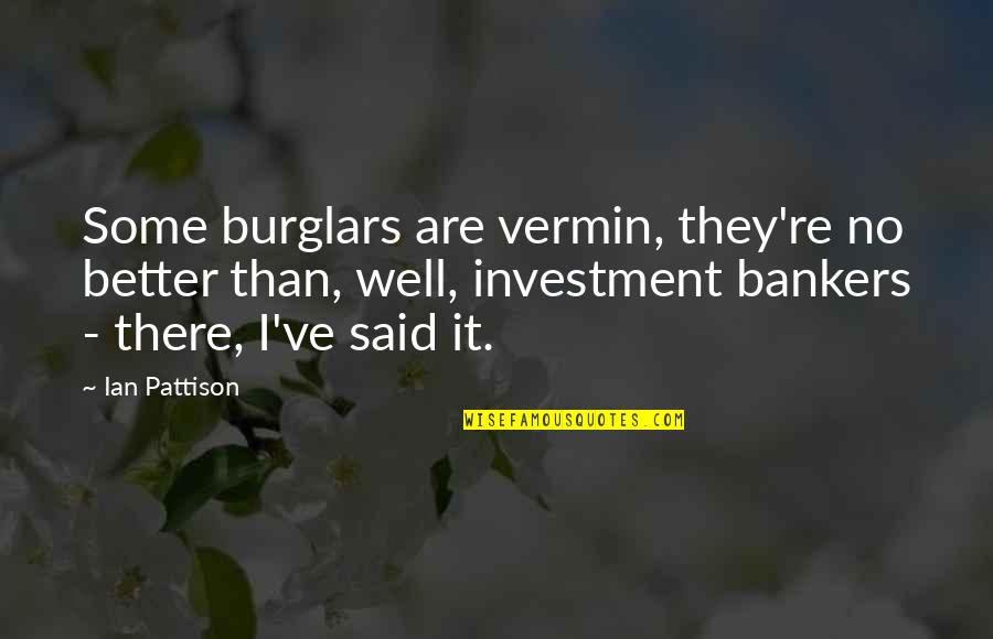 Bankers Quotes By Ian Pattison: Some burglars are vermin, they're no better than,